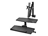 Tripp Lite 24"W Sit Stand Desktop Workstation Standing Desk With Single Monitor Clamp, Black 1 thumbnail image