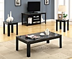 Monarch Specialties 3-Piece Table Set, Marble Top, Rectangle, Black/Dark Gray