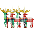 Martha Stewart Holiday Reindeer Ornament Set, 5-1/2”H x 4-5/16”W x 1/4”D, Red/Green, Set Of 4 Ornaments 1 thumbnail image
