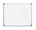 MasterVision® Earth Platinum Pure White™ Magnetic Dry-Erase Whiteboard, 24" x 36", Aluminum Frame With Silver Finish