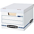 Bankers Box® Stor/File™ Standard-Duty Storage Boxes With Lift-Off Lids And Built-In Handles, Letter/Legal Size, 10“ x 12" x 15", 60% Recycled, White/Blue, Pack Of 10