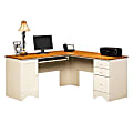 Sauder® Harbor View Collection Corner Computer Desk, Antiqued White