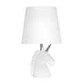 Simple Designs Sparkling Unicorn Table Lamp, 16”H, White/Silver