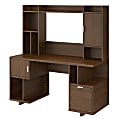 kathy ireland® Home by Bush Furniture Madison Avenue 60"W Computer Desk With Hutch, Modern Walnut, Standard Delivery