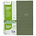 Mead® 100% Recycled Notebook, 3-Hole Punched, 8 1/2" x 11", 1 Subject, College Ruled, 80 Sheets, Assorted Color (No Color Choice) 1 thumbnail image