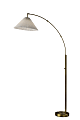 Adesso Delaney Arc Floor Lamp, 76”H, Off-White Shade/Antique Brass Base 1 thumbnail image