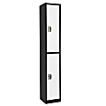 Alpine 2-Tier Steel Lockers, 72”H x 15”W x 15”D, Black/White, Set Of 2 Lockers