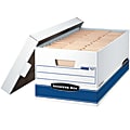 Bankers Box® Stor/File™ Medium-Duty Storage Boxes With Locking Lift-Off Lids And Built-In Handles, Legal Size, 24" x 15" x 10", 60% Recycled, White/Blue, Case Of 4