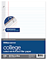 Office Depot® Brand Reinforced Filler Paper, 8" x 10 1/2", College Ruled, White, Pack Of 100