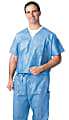 Medline Disposable Scrub Shirts, Large, Blue, Case Of 30