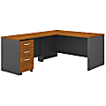 Bush Business Furniture 60"W L-Shaped Corner Desk With 3-Drawer Mobile File Cabinet, Natural Cherry/Graphite Gray, Standard Delivery