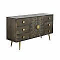 Coast to Coast Brooklyn Contemporary Mango Wood and Iron 2-Door Credenza, 31”H x 57"W x 16"D, Chamberline Gray/Gold