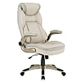 Office Star™ Ergonomic Leather High-Back Executive Office Chair, Taupe/Cocoa