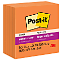 Post-it Super Sticky Notes, 3 in x 3 in, 5 Pads, 90 Sheets/Pad, 2x the Sticking Power, Neon Orange