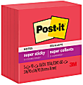 Post-it Super Sticky Notes, 3 in x 3 in, 5 Pads, 90 Sheets/Pad, 2x the Sticking Power, Candy Apple Red