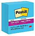 Post-it Super Sticky Notes, 3" x 3", Electric Blue, Pack Of 5 Pads