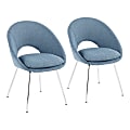 LumiSource Metro Chairs, Blue Noise/Chrome, Set Of 2 Chairs
