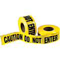 B O X Packaging Barricade Tape, Caution Do Not Enter, 3" Core, 3" x 333 Yd., Black/Yellow, Case Of 4