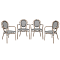 Flash Furniture 4 Pack Marseille Indoor/Outdoor Commercial Thonet Bistro Stacking Chair with Arms, Black & White/Light Natural Frame -4SDA6422ATXTBWL 1 thumbnail image