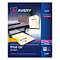 Avery® Print-On™ Dividers, 8 1/2" x 11", 3-Hole Punched, 8-Tab, Ivory Dividers/Ivory Tabs