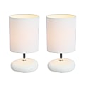 Simple Designs Stonies Small Stone Look Table Bedside Lamp, 10.24"H, White, 2pk 1 thumbnail image