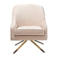 Baxton Studio Kira Velvet Lounge Chair, Light Beige/Gold