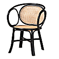 bali & pari Palesa Rattan Dining Accent Chair, Black/Natural Brown