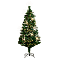 Nearly Natural Pine 60”H Artificial Fiber Optic Christmas Tree With LED Lights, 60”H x 24”W x 24”D, Green