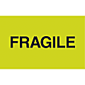 Tape Logic® Preprinted Shipping Labels, DL2421, "Fragile", 3" x 5", Fluorescent Green, 500 Per Roll