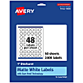 Avery® Permanent Labels With Sure Feed®, 94606-WMP50, Starburst, 1", White, Pack Of 2,400 1 thumbnail image