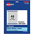 Avery® Permanent Labels With Sure Feed®, 94606-WMP50, Starburst, 1", White, Pack Of 2,400