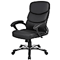 Realspace® Calhoun High-Back Chair, 42 1/2"-46"H x 30 5/16"W x 27 3/16"D, Black/Chrome