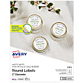 Avery® Printable Labels With Metallic Border, Round, 2" diameter, Matte White/Gold, Pack Of 120 1 thumbnail image
