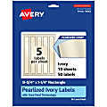 Avery® Pearlized Permanent Labels With Sure Feed®, 94262-PIP10, Rectangle, 9-3/4" x 1-1/4", Ivory, Pack Of 50 Labels 1 thumbnail image