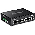 TRENDnet 8-Port Hardened Industrial Unmanaged Gigabit PoE+ DIN-Rail Switch, 200W Full PoE+ Power Budget, 16 Gbps Switching Capacity, IP30 Rated Network Switch, Lifetime Protection, Black, TI-PG80 - 8-port hardened Industrial Gigabit PoE+ Switch