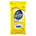 Pledge® Furniture Polish Wipes, Lemon Scent, 7" x 11", Pack Of 12