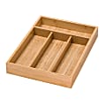Honey-Can-Do 4-Compartment Bamboo Cutlery Tray, 2"H x 10 1/4"W x 14"D