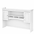Bush Furniture Fairview 60"W Hutch For L-Shaped Desk, Shiplap Gray/Pure White, Standard Delivery