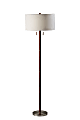 Adesso® Madeline Floor Lamp, 66-1/4”H, White Shade/Brushed Silver Base