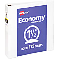 Avery® Economy View 3 Ring Binder, 1.5" Round Rings, White, 1 Binder