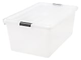 IRIS® Buckle Down Plastic Storage Container With Built-In Handles And Snap Lid, 68 Quarts, 11 3/4" x 17 1/4" x 26 1/8", Clear 1 thumbnail image