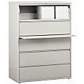 Lorell® Fortress 42"W x 18-5/8"D Lateral 5-Drawer File Cabinet, Light Gray