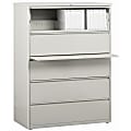 Lorell® Fortress 42"W Lateral 5-Drawer File Cabinet, Metal, Light Gray