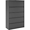 Lorell® 42"W x 18-5/8"D Lateral 5-Drawer File Cabinet, Charcoal 1 thumbnail image