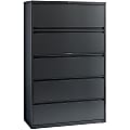 Lorell® 42"W x 18-5/8"D Lateral 5-Drawer File Cabinet, Charcoal