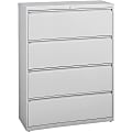 Lorell® Fortress 42"W Lateral 4-Drawer File Cabinet, Metal, Light Gray