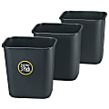 Rubbermaid® Rectangular Plastic Trash Can, 7 Gallons, 15"H x 14-1/2"W x 10-1/2"D, Black, Pack Of 3 Cans