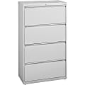 Lorell® Fortress 36"W Lateral 4-Drawer File Cabinet, Metal, Light Gray