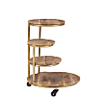 Powell Carpio 4-Tier Plant Stand Table With Wheels, 27"H x 20-3/4"W x 20-3/4"D, Gold/Natural