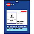 Avery® Permanent Labels With Sure Feed®, 94215-WMP100, Rectangle, 3-1/3" x 4", White, Pack Of 600